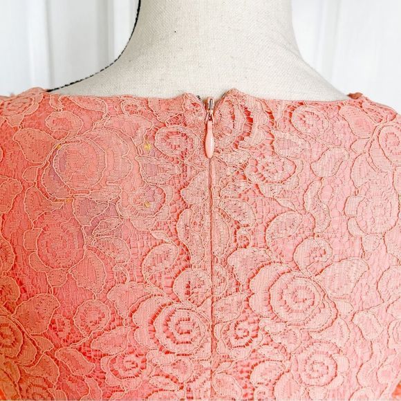 CeCe Size 0 Orange Blossom Intricate Floral Lace A-Line Dress See Through Arms - Picture 12 of 16